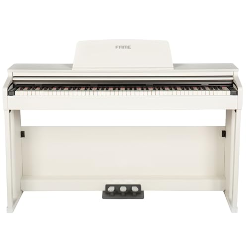 Fame DP-3000 E-Piano mit Hammermechanik, anschlagdynamischen 88 Tasten, voller Klavierklang, 20 Orchesterklangfarben, 128-fache Polyphonie, wertiges Gehäuse mit Deckel und Konsolen, Digital Piano von Fame