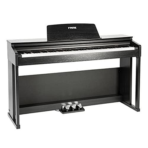 Fame DP-3000 E-Piano mit Hammermechanik, anschlagdynamischen 88 Tasten, voller Klavierklang, 20 Orchesterklangfarben, 128-fache Polyphonie, wertiges Gehäuse mit Deckel und Konsolen, Digital Piano von Fame