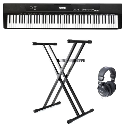 Fame DP-88 Stagepiano-Set, 140 Sounds, Leicht Gewichtete Tasten, Integrierter Effektprozessor, Inklusive Keyboardständer und Kopfhörer, Ideal für Einsteiger und Fortgeschrittene von Fame