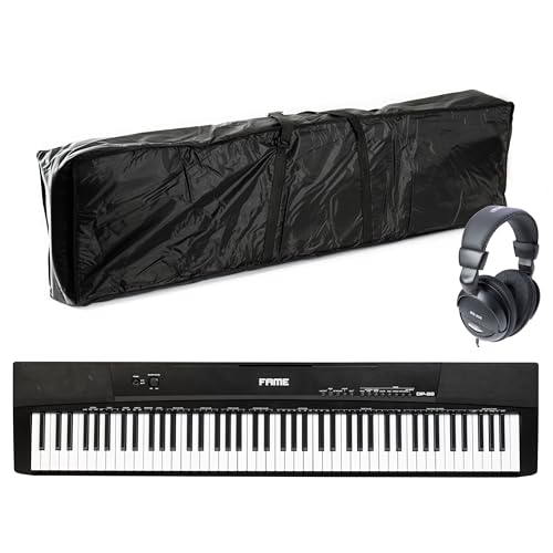 Fame DP-88 Stagepiano Set, 88 leicht gewichtete Tasten, 140 Sounds, USB MIDI, Effektprozessor, Keyboardtasche, HiFi Kopfhörer, Sustain Pedal, Ideal für Einsteiger und Profis von Fame
