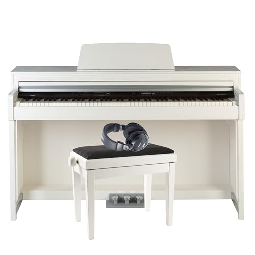 Fame Digitalpiano Set, DP 8600 BT WH V2, 181 Sounds, 50 Styles, 256-fache Polyphonie, USB MIDI, Audio Interface, inklusive Kopfhörer, Klavierbank, Notensammlung von Fame