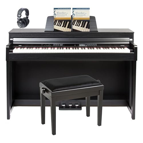 Fame E-Piano Set, 88 Tasten, Hammermechanik, 181 Sounds, 50 Styles, USB MIDI, Integrierter Effektprozessor, Inklusive Kopfhörer, Klavierbank, Notensammlung Fame E-Piano Set, 88 Tasten, Hammermechanik, 181 Sounds, 50 Styles, USB MIDI, Integrierter Effektprozessor, Inklusive Kopfhörer, Klavierbank, Notensammlung von Fame