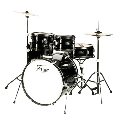 Fame FS22B First Step Rock Set, Piano Black, Komplettes Drum-Set, 22" BassDrum, Mischholz Kessel, Inklusive Hardware & Becken, Ideal für Anfänger und Schlagzeug-Einsteiger" von Fame