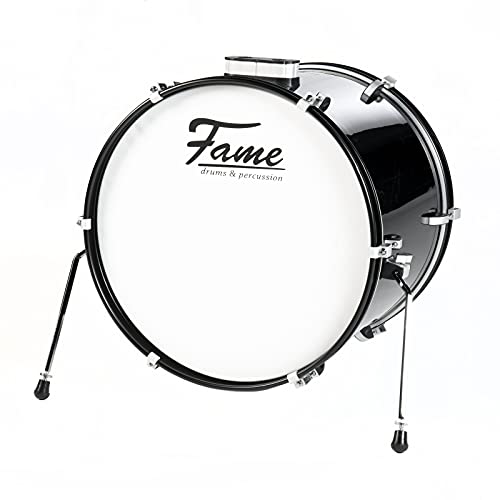 Fame First Step Bass Drum 20"x16", Piano Black, Mischholz Kessel, Aluminium Hardware, Stahl Spannreifen, Vorgedämpftes Fell, Ideal für Schlagzeug Anfänger" von Fame