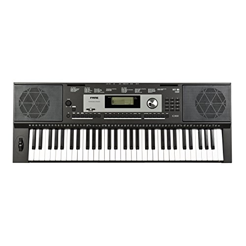 Fame G-300 Keyboard, E-Piano mit 128-facher Polyphonie, 61 Tasten, 220 Styles, 633 Sounds, anschlagdynamischer Klaviatur, 150 Songs, Lautsprechern und Hammermechanik, Schwarz von Fame