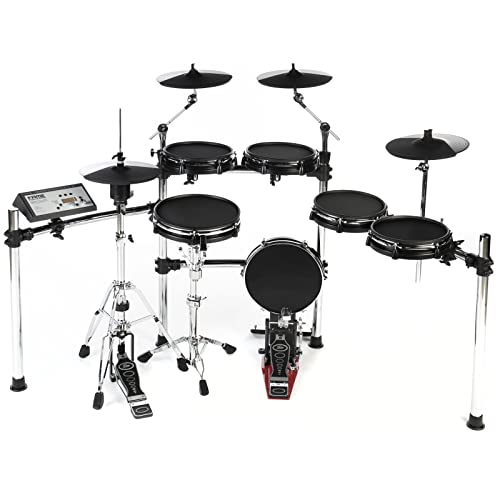 Fame Hybrid PRO E-Drum Set, Elektronisches Hybrid Schlagzeug mit Gewebefellen und echter HiHat 12", Kick Pad 12“, Software Editor PC/MAC, Soundmodul Europe von Fame