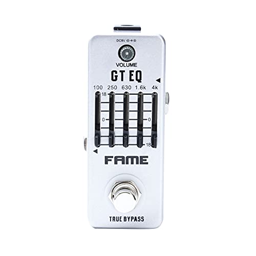 Fame LEF-317 Equalizer, Kompaktes Gitarren-Equalizer-Pedal, 5 Bänder 100Hz-4kHz, True Bypass, Volume-Regler, Robustes Metallgehäuse, 9V DC Netzteil kompatibel, 45x48x95mm, 240g Fame LEF-317 Equalizer, Kompaktes Gitarren-Equalizer-Pedal, 5 Bänder 100Hz-4kHz, True Bypass, Volume-Regler, Robustes Metallgehäuse, 9V DC Netzteil kompatibel, 45x48x95mm, 240g von Fame