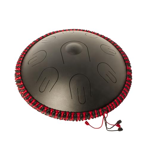 Handpan Travel Drum 14" D-Minor von Fame - Kompakte 9-Ton Stahl Tongue Drum in Schwarz, Inklusive Schlägel und Tasche, Ausgewogener Klang, Ideal für Meditation und Therapie von Fame