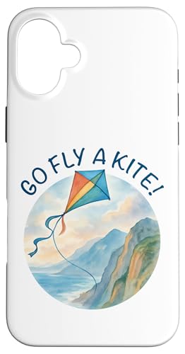 Go Fly a Kite! Aquarell Drachen über Küste Natur Kunst Hülle für iPhone 16 Plus Go Fly a Kite! Aquarell Drachen über Küste Natur Kunst Hülle für iPhone 16 Plus von Family Flight Kites Outdoor Fun by NLTS