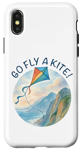 Go Fly a Kite! Aquarell Drachen über Küste Natur Kunst Hülle für iPhone X/XS Go Fly a Kite! Aquarell Drachen über Küste Natur Kunst Hülle für iPhone X/XS von Family Flight Kites Outdoor Fun by NLTS