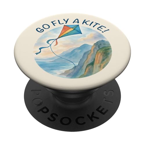 Go Fly a Kite! Aquarell Drachen über Küste Natur Kunst PopSockets Klebender PopGrip Go Fly a Kite! Aquarell Drachen über Küste Natur Kunst PopSockets Klebender PopGrip von Family Flight Kites Outdoor Fun by NLTS