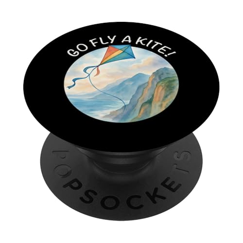 Go Fly a Kite! Aquarell Drachen über Küste Natur Kunst PopSockets Klebender PopGrip Go Fly a Kite! Aquarell Drachen über Küste Natur Kunst PopSockets Klebender PopGrip von Family Flight Kites Outdoor Fun by NLTS