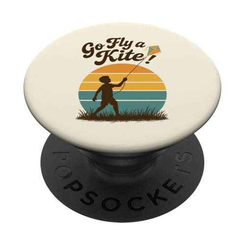 Go Fly a Kite Retro Sonnenuntergang Kind fliegender Drachen Szene Kunst PopSockets Klebender PopGrip Go Fly a Kite Retro Sonnenuntergang Kind fliegender Drachen Szene Kunst PopSockets Klebender PopGrip von Family Flight Kites Outdoor Fun by NLTS