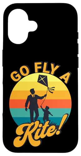 Go Fly a Kite! Retro Vater Sohn Drachen fliegende Silhouette Kunst Hülle für iPhone 16 Go Fly a Kite! Retro Vater Sohn Drachen fliegende Silhouette Kunst Hülle für iPhone 16 von Family Flight Kites Outdoor Fun by NLTS
