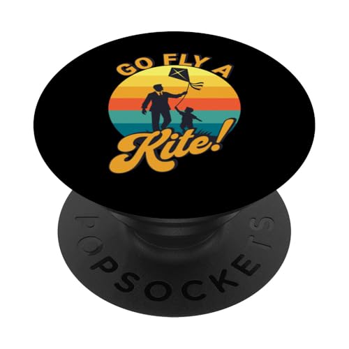 Go Fly a Kite! Retro Vater Sohn Drachen fliegende Silhouette Kunst PopSockets Klebender PopGrip Go Fly a Kite! Retro Vater Sohn Drachen fliegende Silhouette Kunst PopSockets Klebender PopGrip von Family Flight Kites Outdoor Fun by NLTS