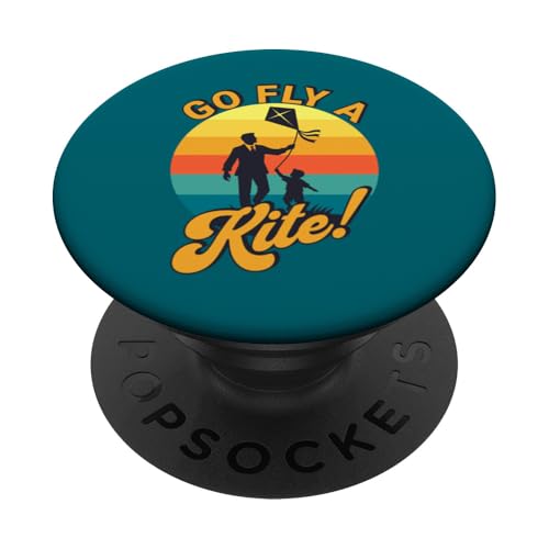 Go Fly a Kite! Retro Vater Sohn Drachen fliegende Silhouette Kunst PopSockets Klebender PopGrip Go Fly a Kite! Retro Vater Sohn Drachen fliegende Silhouette Kunst PopSockets Klebender PopGrip von Family Flight Kites Outdoor Fun by NLTS