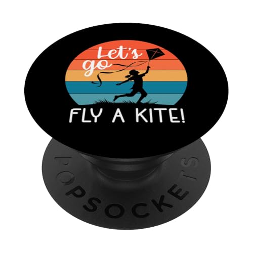 Let's Go Fly a Kite!Retro Art Child Flying Drachen Retro Sunset PopSockets Klebender PopGrip Let's Go Fly a Kite!Retro Art Child Flying Drachen Retro Sunset PopSockets Klebender PopGrip von Family Flight Kites Outdoor Fun by NLTS