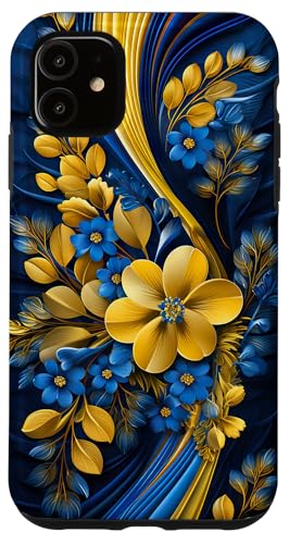 Hülle für iPhone 11 Ukraine Floral Style Flagge - Ukrainischer Stolz von Family Heritage Gifts