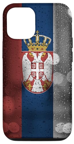 Hülle für iPhone 13 Pro Serbien Flagge im Regentropfen-Stil – Serbischer Stolz von Family Heritage Gifts