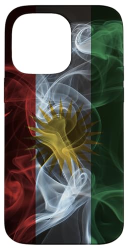 Family Heritage Gifts iPhone 14 Pro Max Schutzhülle - Kurdischer Stolz im Rauchstil mit Kurdistan-Flagge - Grau mit Grün, Weiß und Rot von Family Heritage Gifts