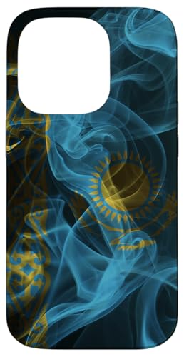 Hülle für iPhone 14 Pro Smoky Flagge Kasachstan – Rauch-Stil Kasachischer Stolz von Family Heritage Gifts