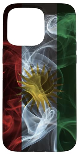 Family Heritage Gifts Hülle für iPhone 15 Pro Max - Rauchige Kurdistan-Flagge - Kurdischer Stolz im Rauchstil - Polycarbonat & TPU - Basic Case von Family Heritage Gifts