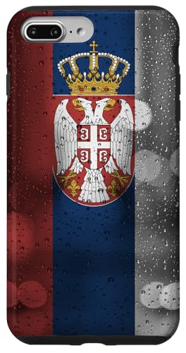 Hülle für iPhone 7 Plus/8 Plus Serbien Flagge im Regentropfen-Stil – Serbischer Stolz von Family Heritage Gifts