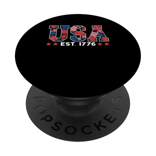 USA Est. 1776 Proud 4th Of July Flowers Costume Patriotic PopSockets Klebender PopGrip USA Est. 1776 Proud 4th Of July Flowers Costume Patriotic PopSockets Klebender PopGrip von Family Lover 4th Of July Costume