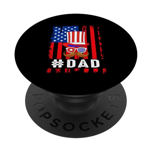 Dad Father's Day 4th July US Flag Men Sunglasses Mustache PopSockets Klebender PopGrip Dad Father's Day 4th July US Flag Men Sunglasses Mustache PopSockets Klebender PopGrip von Family Men 4th Of July Costume