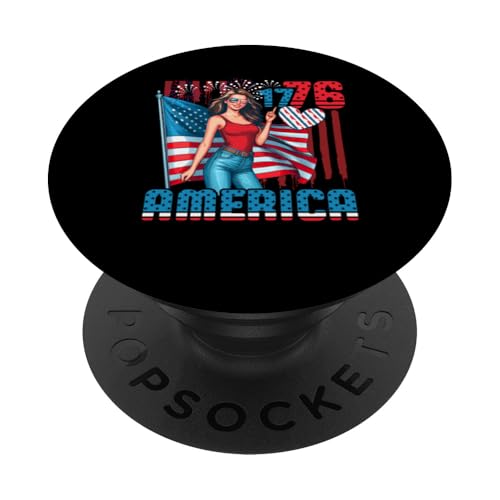 1776 America 4th July US Flag Patriotic Women Costume Red PopSockets Klebender PopGrip 1776 America 4th July US Flag Patriotic Women Costume Red PopSockets Klebender PopGrip von Family Women 4th Of July Costume