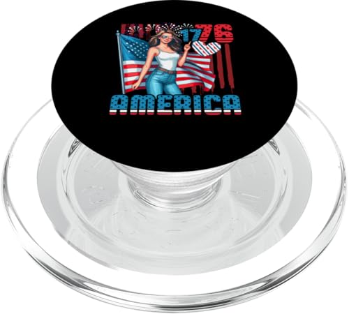 1776 America 4th July US Flag Patriotic Women Costume White PopSockets PopGrip für MagSafe von Family Women 4th Of July Costume