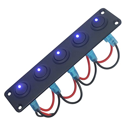 FanPaYY 5 Gang 3 Pin Wippschalter Panel Wasserdicht 12-24V Kippschalter Panel für Auto Fahrzeug Anhänger LKW SUV Marine Boot RV Schiff von FanPaYY