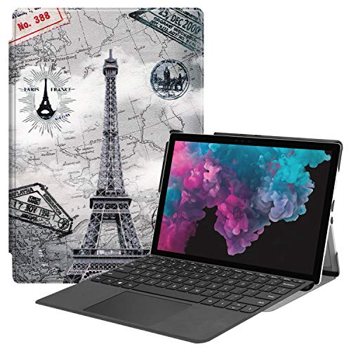 FanTing Hülle für Microsoft Surface Pro 4/Pro 5/Pro 6/Pro 7 Tablette,Ultradünne, Exquisite Erscheinung,mit Standfunction,für Microsoft Surface Pro 4/Pro 5/Pro 6/Pro 7 Tablette -Retro Eisenturm von FanTing