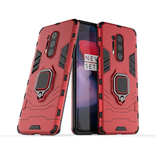 FanTing Hülle für OnePlus 8 Pro,Doppelschicht-Design(TPU+PC) Stoßfest Hybrid Robuste Schutzhülle Mit Standfunktion,Hülle für OnePlus 8 Pro-rot von FanTing