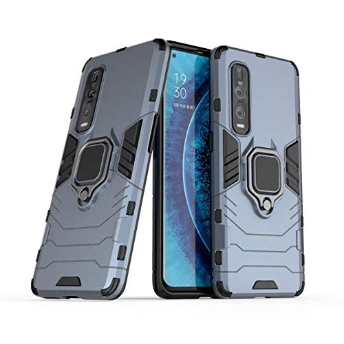 FanTing Hülle für Oppo Find X2 Pro,Doppelschicht-Design(TPU+PC) Stoßfest Hybrid Robuste Schutzhülle Mit Standfunktion,Hülle für Oppo Find X2 Pro-Dunkelblau von FanTing