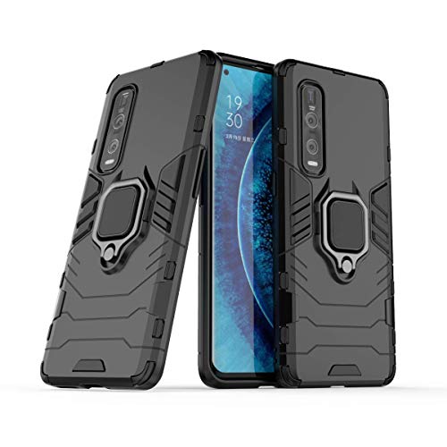 FanTing Hülle für Oppo Find X2 Pro,Doppelschicht-Design(TPU+PC) Stoßfest Hybrid Robuste Schutzhülle Mit Standfunktion,Hülle für Oppo Find X2 Pro-Schwarz von FanTing