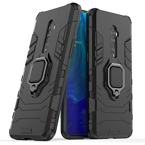 FanTing Hülle für Oppo Reno 10x Zoom,Doppelschicht-Design(TPU+PC) Stoßfest Hybrid Robuste Schutzhülle Mit Standfunktion,Hülle für Oppo Reno 10x Zoom-Schwarz von FanTing
