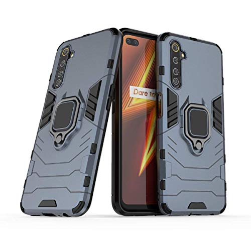 FanTing Hülle für Realme 6 Pro,Doppelschicht-Design(TPU+PC) Stoßfest Hybrid Robuste Schutzhülle Mit Standfunktion,Hülle für Realme 6 Pro-Dunkelblau von FanTing