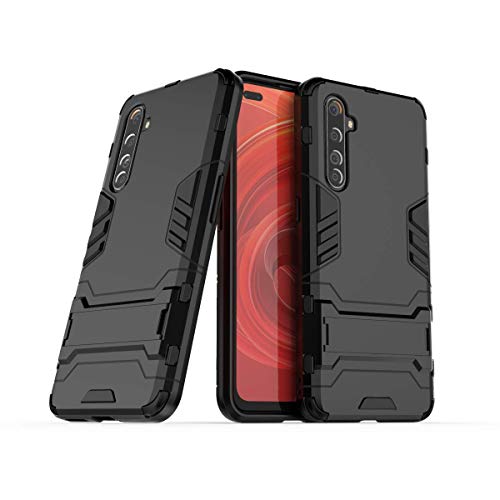 FanTing Hülle für Realme X50 Pro,Doppelschicht-Design(TPU+PC) Stoßfest Hybrid Robuste Schutzhülle Mit Standfunktion,Hülle für Realme X50 Pro-Schwarz von FanTing