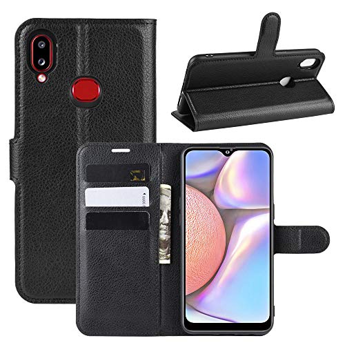 FanTing Hülle für Samsung Galaxy A10s,Wallet Tasche PU Schutzhülle,Ultra Slim,Mit Card Slot,Ständer,Flip Wallet Case Etui für Samsung Galaxy A10s -Schwarz von FanTing