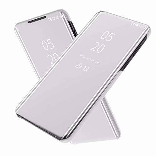 FanTing Hülle für Samsung Galaxy A20e,Halbtransparenter Spiegel Smart Cover, Hüllen für Samsung Galaxy A20e -Silber von FanTing