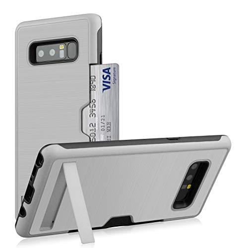 FanTing Hülle für Samsung Galaxy Note8,Doppelschicht-Design(TPU PC) Stoßfest,Kartensteckplatz und Halterung funktionieren auf der Rückseite des hinteren Gehäuses,Hülle für Samsung Galaxy Note8-Silber von FanTing
