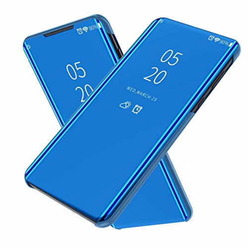 FanTing Hülle für Samsung Galaxy S20 FE 5G,Halbtransparenter Spiegel Smart Cover, Hüllen für Samsung Galaxy S20 FE 5G -Blau von FanTing