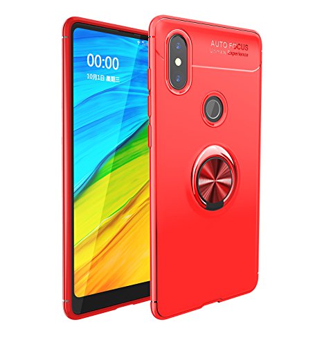 FanTing Hülle für Xiaomi Mi Mix 2s, 360 Grad drehbare Ringhalterung und Weiche TPU ultradünne erdbebenresistente, weiche Silikonhülle, Hüllen für Xiaomi Mi Mix 2s -Rot von FanTing