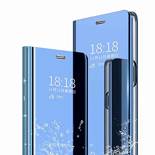 FanTing Hülle für Xiaomi Mi Mix 3 5G,Halbtransparenter Spiegel Smart Cover, Hüllen für Xiaomi Mi Mix 3 5G -Blau von FanTing