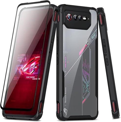 Fanbiya Hülle für ROG Phone 6, ROG Phone 6 Pro. 6 Ultimate Handyhülle Klar PC Back Eingebauter Kameraschutz Anti-Kratzer Stoßfeste Schutzhülle, Schwarz von Fanbiya