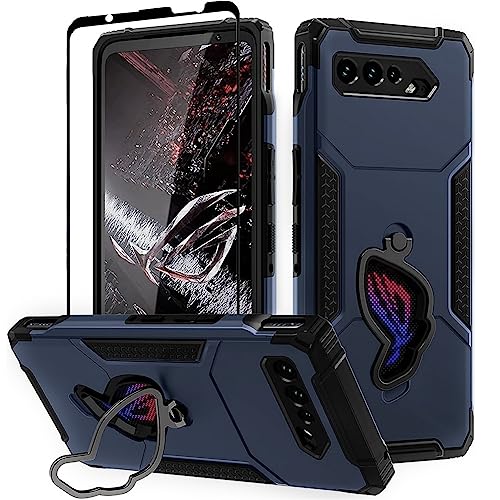 Fanbiya für ASUS ROG Phone 5 Hülle, ROG 5s, ROG 5 Ultimate Handyhülle TPU Militär Stil Abdeckung mit Ringständer, Blau von Fanbiya