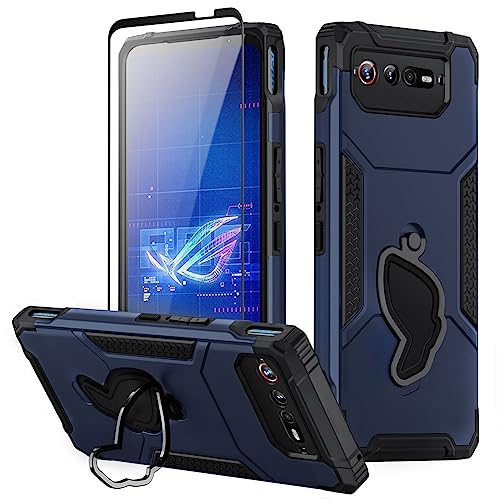 Fanbiya für ASUS ROG Phone 7 Hülle, ROG 7 Ultimate Handyhülle TPU Militär Stil Abdeckung mit Ringständer, Blau von Fanbiya