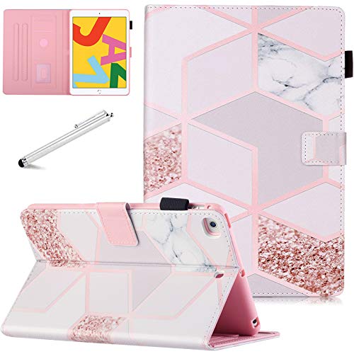 FANCITY Schutzhülle für Apple iPad Mini 5 Mini 4 Mini 3 2, Smart Wake Wake Sleep Stand Case Soft PU Leder Schutzhülle mit Kartenfach Stifthalter für Apple iPad Mini 1 2 3 4 5 - Gold Marble von Fancity