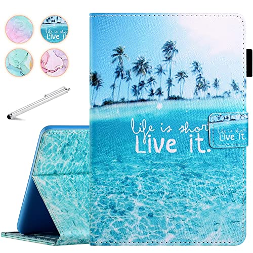 Fancity für Fire HD 10 Tablet (2021, 11. Generation) & Fire HD 10 Plus Tablet, Smart Schlaf/Wach Cover mit Stifthalter Kartensteckplatz Stoßfeste Hülle für Amazon Fire HD 10/10 Plus 2021, Strand von Fancity